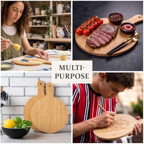 18 Pcs Cutting Board Bulk 13.8" x 9.8" Bamboo Chopping Board with Handle Wood Charcuterie Plank Engraving Serving Kitchen Planks for Wedding Housewarming Gift (13.8" X 9.8" / Bamboo)