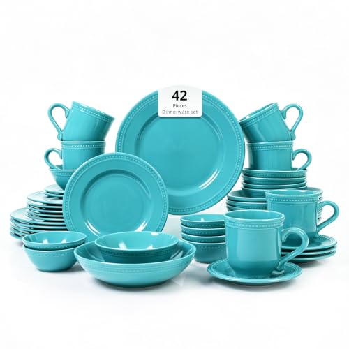 HomeVSS Piece Pearl Dots Stoneware Dinnerware Set