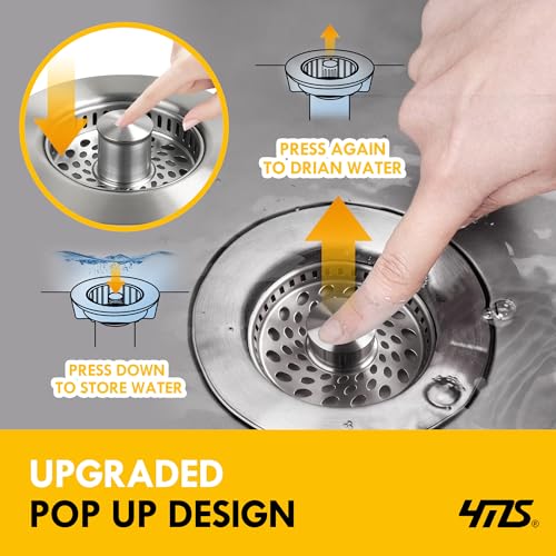 5-in-1 Stainless Steel Sink Aid, Kitchen Sink Drain Strainer Food Catcher, Popup Kitchen Sink Stopper & Odor Filter, Kitchen Sink Strainer Accessories with Drain Basket
