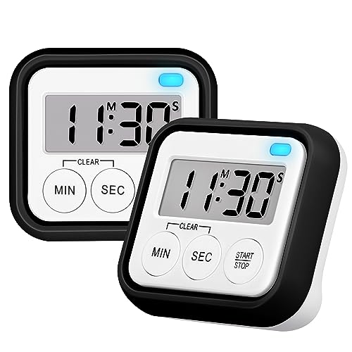 Timer Kitchen Timers for Cooking Classroom Timer for Kids Teachers Magnetic Digital Timers 2 Pack (Black)