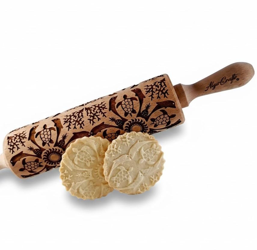 Embossing Rolling Pin Laser engraved rolling pin Gift for pottery and cookies by Algis Crafts