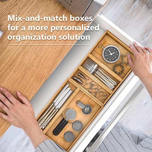 Bamboo Drawer Organizer Storage Box Kitchen