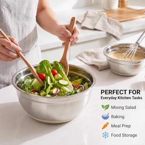 30PCS Mixing Bowls Measuring Cups and Spoons Set (Khaki / 9+7+14 - Bowls & Cups & Spoons)