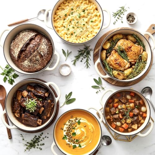 5.7 qt Enameled Cast Iron Dutch Oven Pot with Lid (White / 5.7 QT)