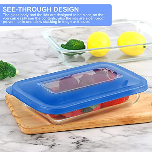 8 Pieces Glass Baking Dish with Lids Rectangular Glass Baking Pan Bakeware Set with BPA Free Lids