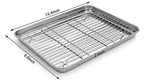 Baking Sheet with Cooling Rack with Silicone Baking Mat Set