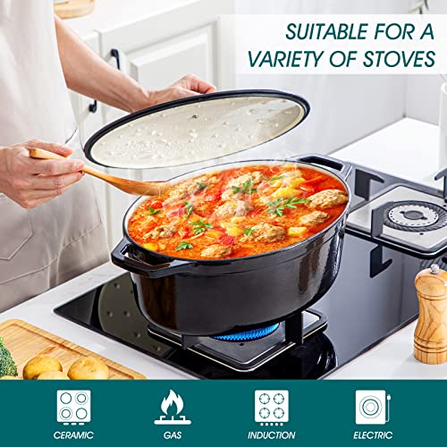 9.3 Qt Oval Enameled Cast Iron Dutch Oven with Lid (9.3 Qt-oval / Black)