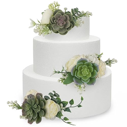 3Pcs Pre made Cake Topper Cake Decorating Flowers for Cake Decor Cake Flowers for Wedding Baptism Birthday Party Bridal Baby Shower