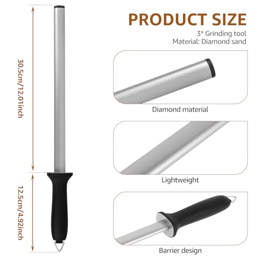 3 PCS 12 Inch Diamond Sharpening Rod