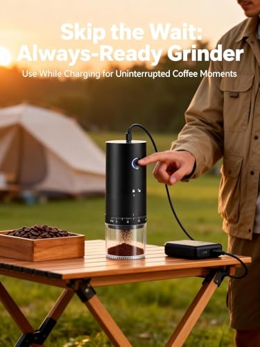 Portable Electric Coffee Grinder with Ceramic Burr (Matte Black)