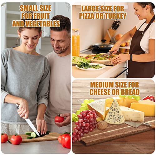 12 Packs Wooden Cutting Board Set with Handles Large Kitchen Serving Plain Chopping Board Bulk Gifts for Mom for Vegetables Meat Pizza Cheese Fruit Bread (17 x 6 Inch)