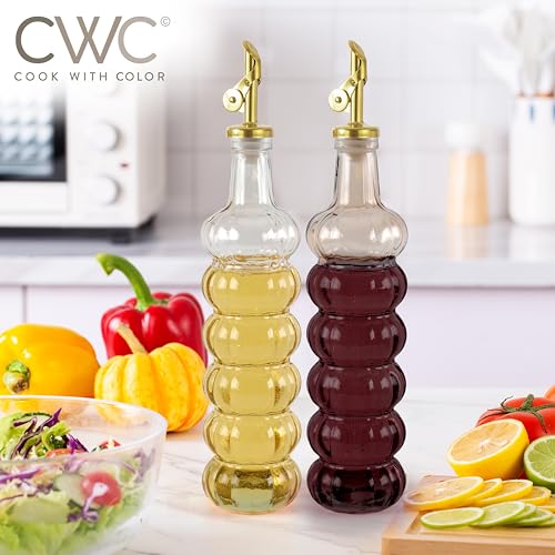 Glass Olive Oil Bottle Dispenser (Elegant Waves / Brown)