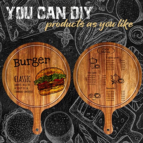 10 Pcs Round Acacia Wood Cutting Board with Handle