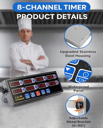 Commercial 8 Channels Digital Kitchen Timer (8 Channel)