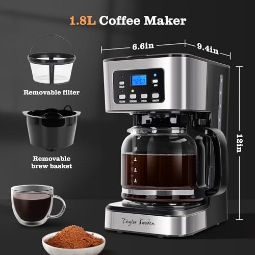 Coffee Maker Drip Coffee Machine Programmable Regular & Strong Brew Pause & Serve Auto Shut Off