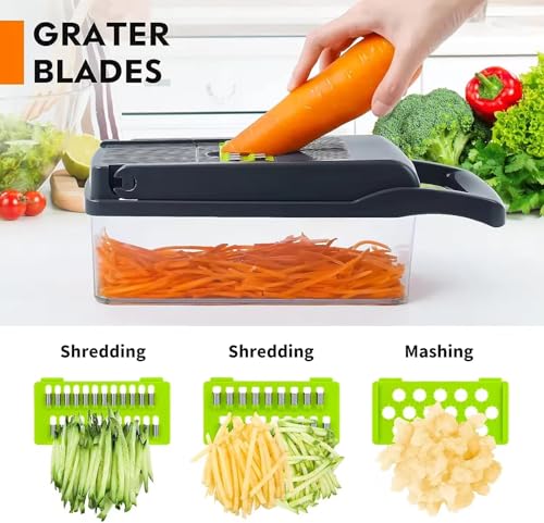 16-in-1 Vegetable Chopper & Slicer - Multifunctional Kitchen Food Cutter for Onion, Salad, Fruit with Adjustable Dicer and Storage Container