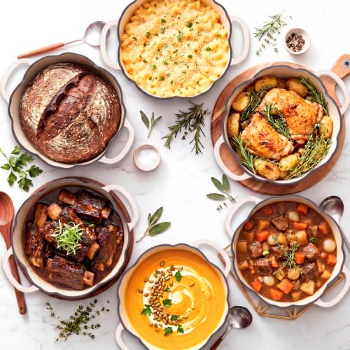 5.5 qt Pumpkin Enameled Cast Iron Dutch Oven Pot (White)