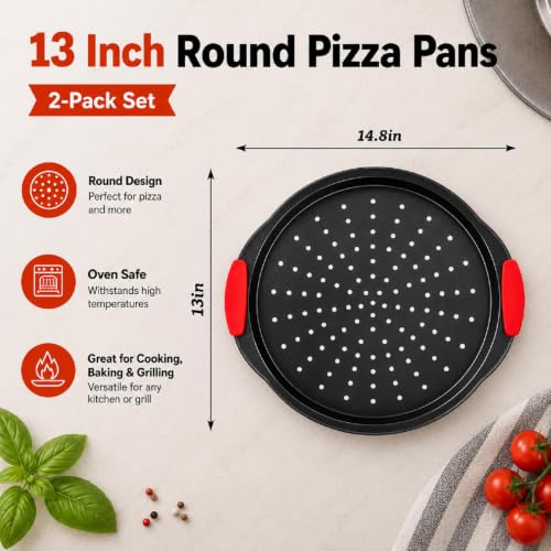 Pizza Tray Round with Silicone Handles