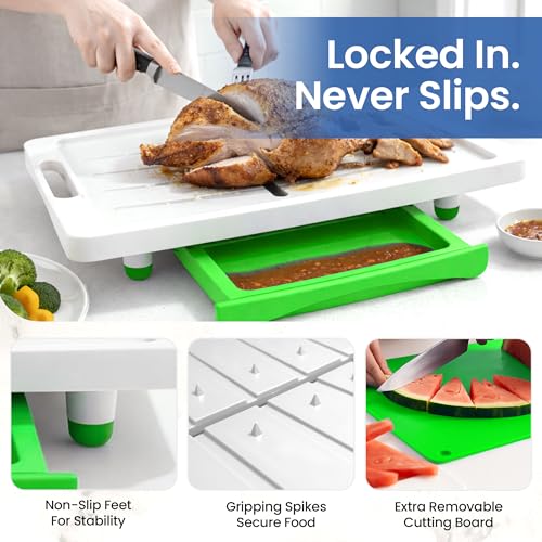 Extra Large Cutting Board with Juice Groove (Green / 20.3"L x 13"W)