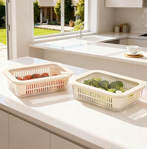 Glass Food Storage Containers with Glass Lids (‎Ivory White -2p)