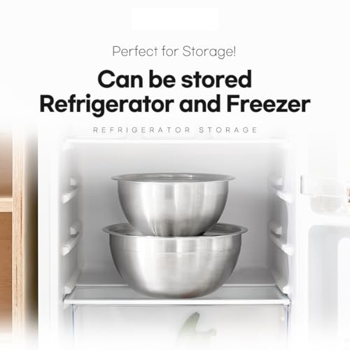 Mixing Bowl + Colander Stainless Steel Food Storage Containers with Lids Set 3 Bowls 3 Lids 3 Colanders Kitchen Appliances Dishwasher Safe Premium South Korea