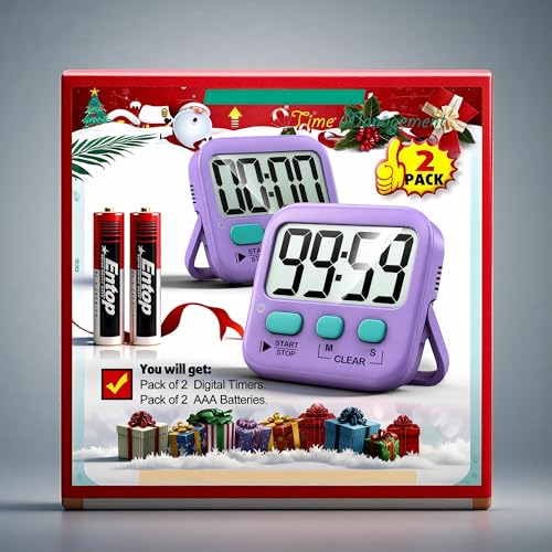 2 Pack Digital Timer for Kids Classroom Kitchen Timers for Cooking (1 * Fresh Purple)