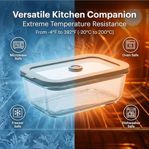 35 oz Glass Food Storage Containers with Glass Lids (35oz)