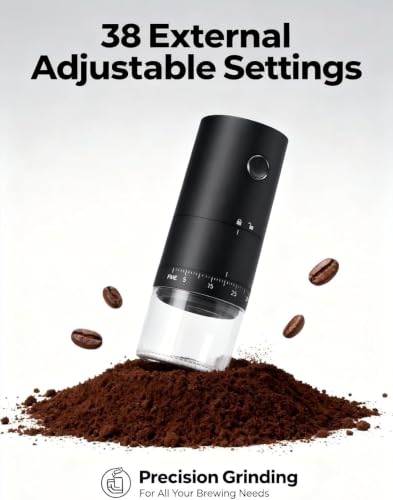 Portable Electric Coffee Grinder with Ceramic Burr (Matte Black)