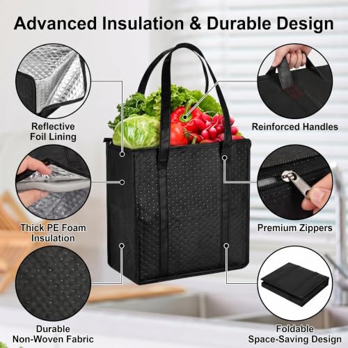 4 Pcs Insulated Grocery Bags Reusable