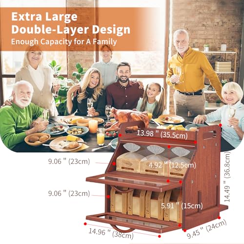 Bread Box for Kitchen Countertop (L-Brown)