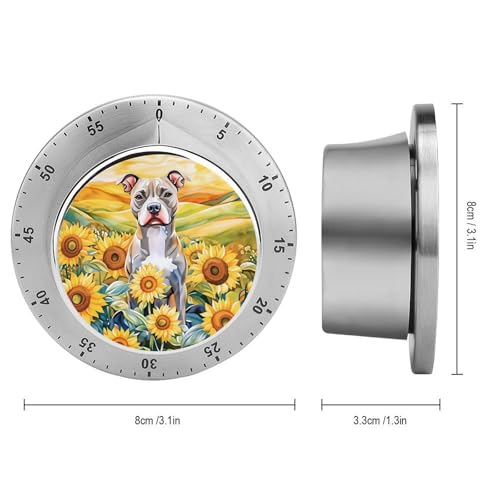 Pit Bull Dog Sunflower Kitchen Timer Mechanical No (Style-5 / One Size)