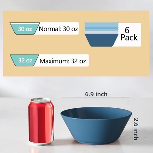 Unbreakable Large Cereal Bowls Set of 6