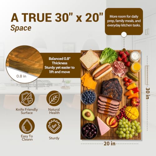 Extra Large Acacia Wood Cutting Board 30 x 20 in (30"L x 20"W)
