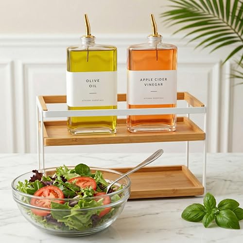 Glass Olive Oil Dispenser Bottle Set for Kitchen (Gold / 350ml, Set of 2)