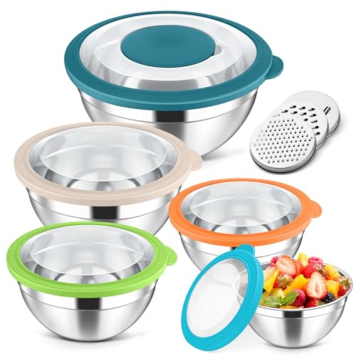 5 Piece Mixing Bowls with Visible Lids (Colorful / 4.6, 3.5, 2.5, 2, 1.5QT)