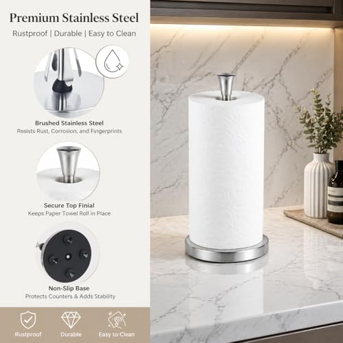 Stainless Steel Black Paper Towel Holder Designed for Easy One