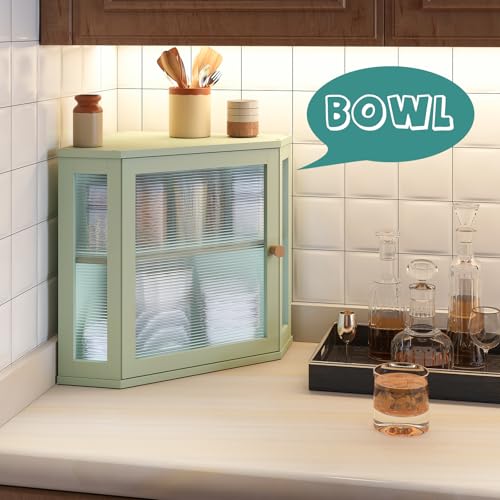 Corner Bread Box for Kitchen Countertop (Green / Extra Large)