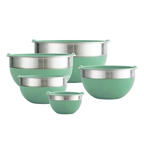 10 Pc Covered Stainless Steel and Silicone Mixing Bowl Set (10 PC Set / Mint Green)