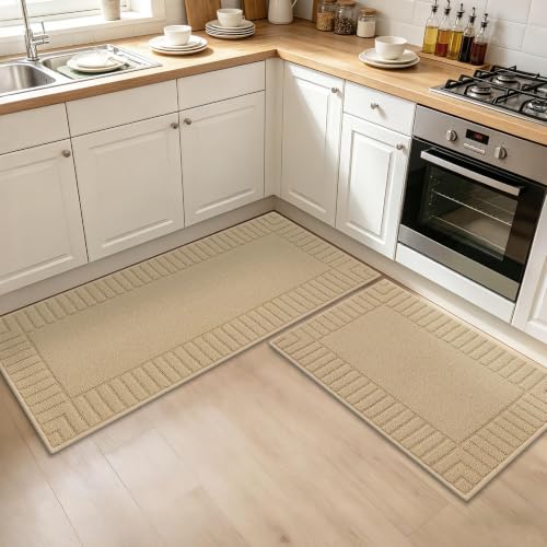 Kitchen Rugs and Mats Non Skid Washable Kitchen Floor Mat Polypropylene Kitchen Mat Set of 2 Absorbent Kitchen Runner Rug with TPR Backing