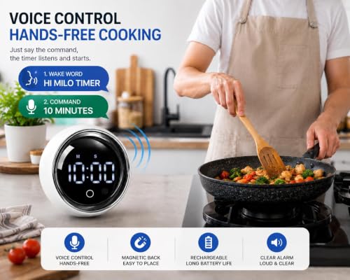 Digital Rotating Magnetic Kitchen Timer with Voice Control (Green)