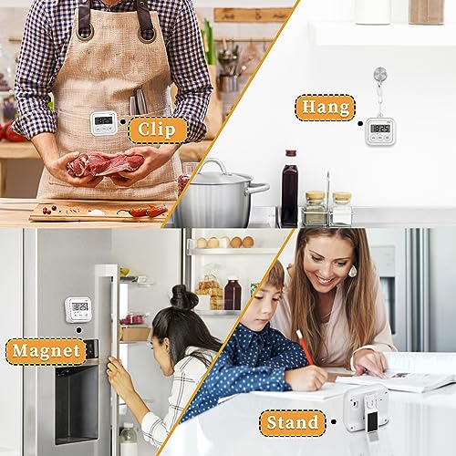 Timer Kitchen Timers for Cooking Classroom Timer for Kids Teachers Digital Magnetic Timers 2 Pack (White)