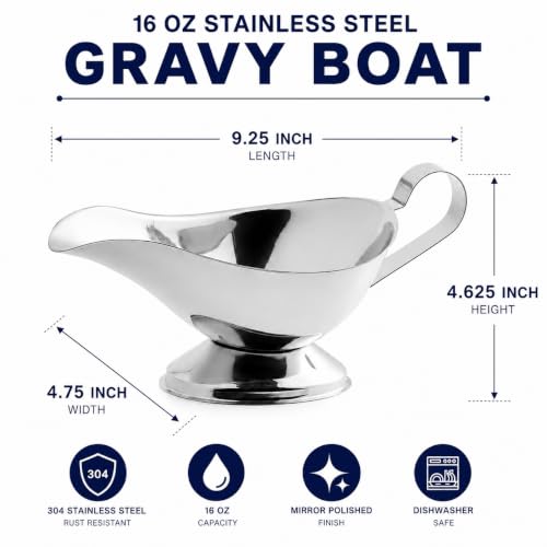 Stainless Steel Gravy Boat (16 Oz.)