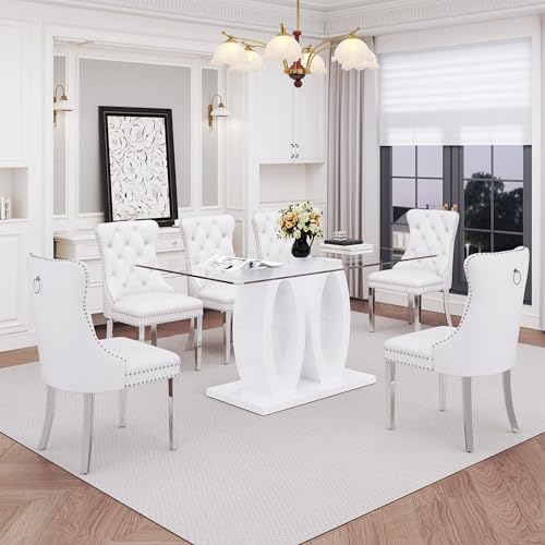 7 Piece Glass Dining Table Set