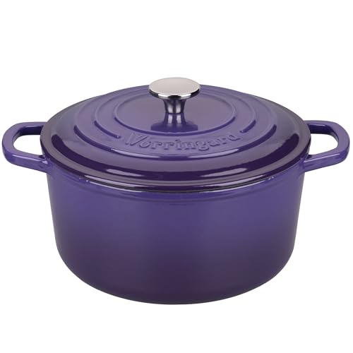 Enameled Cast Iron Dutch Oven Pot with Lid (6 QT / Purple)