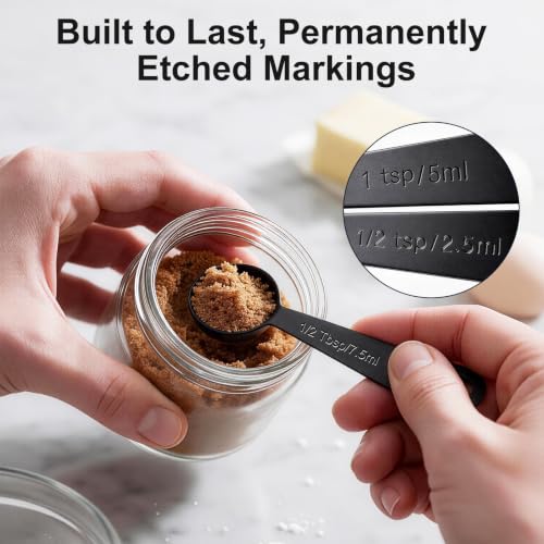 7 Piece Measuring Spoons Set (Black / Spoons of 7)