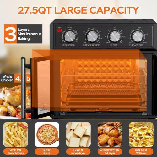 PlumChef 27.5 Quart Extra Large 6 Slices Air Fryer Convection Toaster Oven