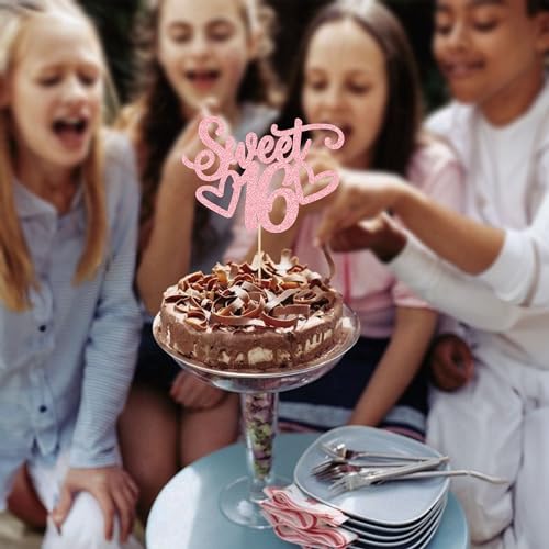 24Pcs Happy 16th Birthday Cupcake Toppers Glitter Hello 16 Sweet 16 Cupcake Picks 2006 Sixteen Old Birthday Cake Decorations for 16th Birthday Anniversary Party Supplies Black