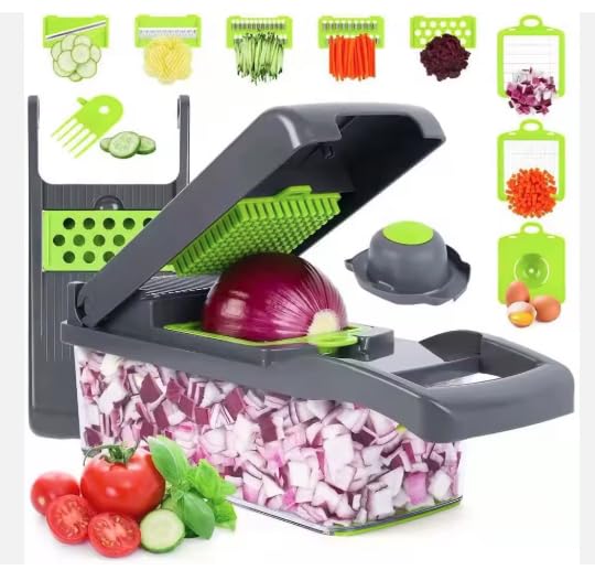 16-in-1 Vegetable Chopper Slicer, Veggie Chopper, Food Chopper, Vegetable Cutter & Spiralizer - Kitchen Gadget Makes Slicing and Prepping Quick and Easy Meal Prep Tool