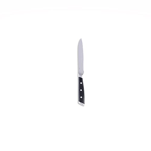 Forged German Stainless Steel Serrated Utility Knife (Silver/Black / 5")