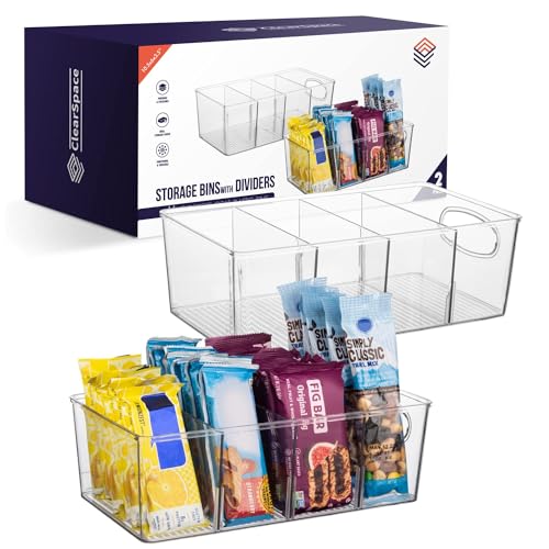 Plastic Pantry Organization and Storage Bins with Removable Dividers
